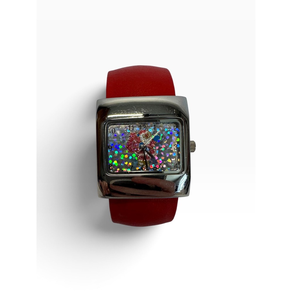Cuff Watch Womens OS Red Holographic Glitter Dial 28833 114 Santa Christmas